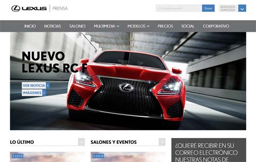 Nueva web de prensa de Lexus elaborada por Tangram