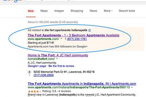 Ejemplo de publicidad search en Google
